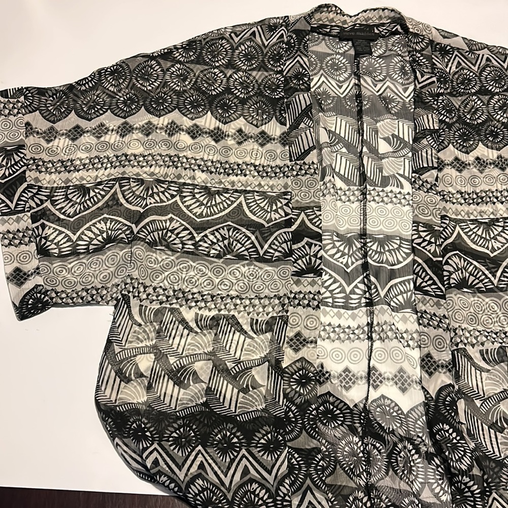 Steve Madden Black & White Pattern Open Front Kim… - image 8